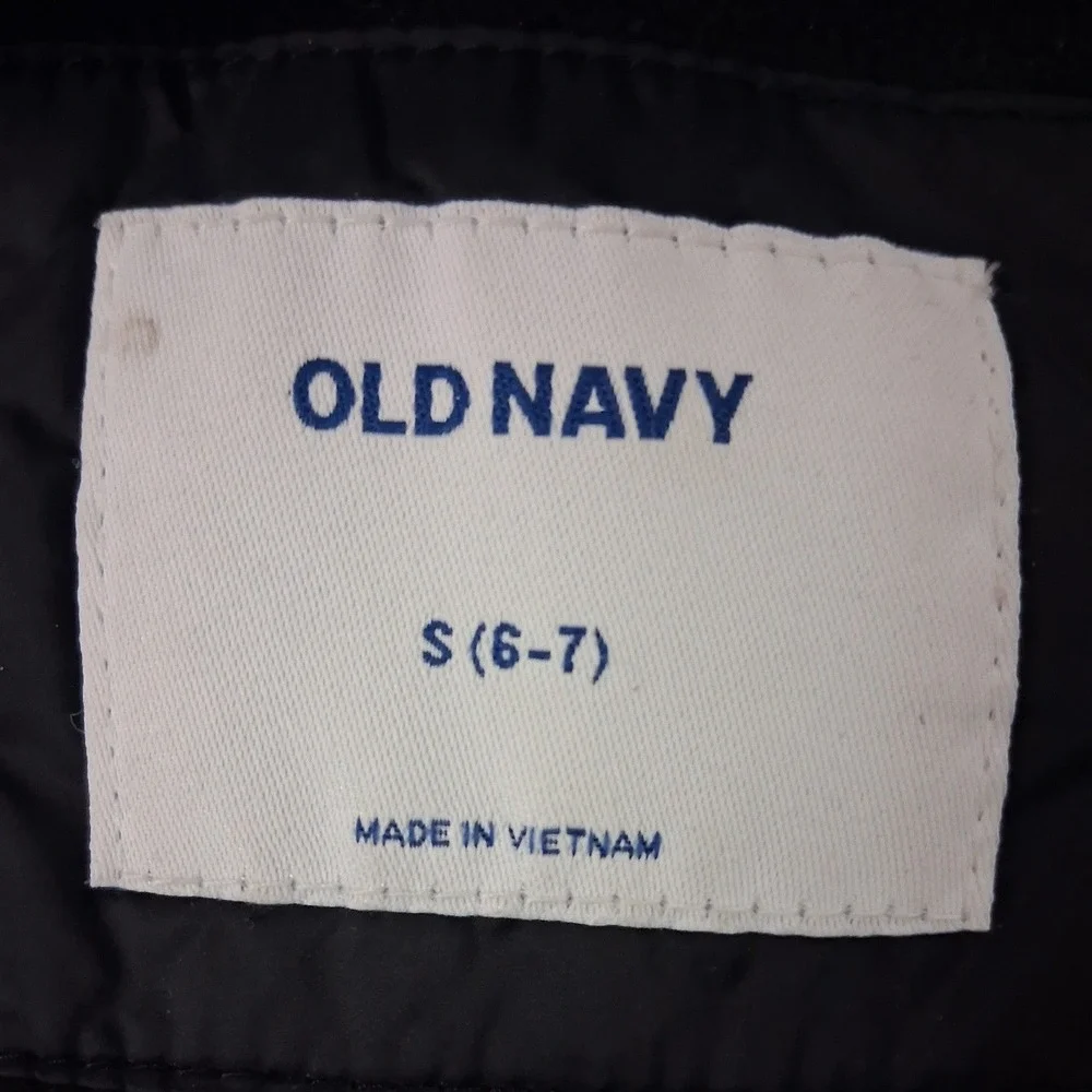 Old Navy Kids Black Quilted Hooded Puffer Parka Jacket Size S 6-7